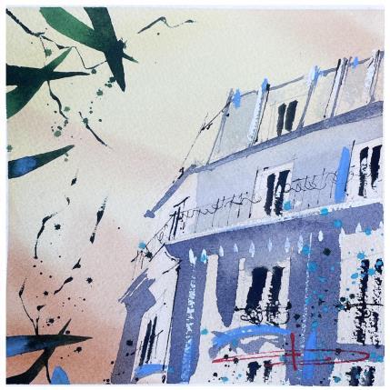 Peinture À la recherche du temps parisien par Bailly Kévin  | Tableau Figuratif Aquarelle, Encre Architecture, Urbain