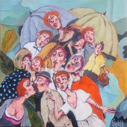 Peinture Chantons sous la pluie  par Garilli Nicole | Tableau Figuratif Acrylique Scènes de vie