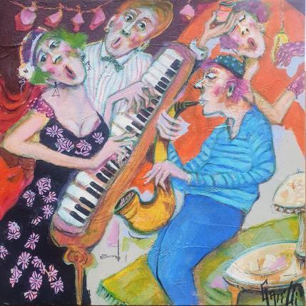 Peinture Le swing de l'amitié  par Garilli Nicole | Tableau Figuratif Acrylique Scènes de vie