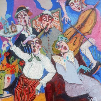 Peinture Ça balance pas mal au Blue Lagon  par Garilli Nicole | Tableau Figuratif Acrylique Scènes de vie