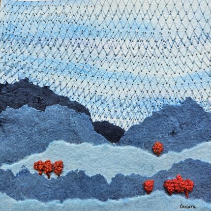 Painting Red & Blue by Vazquez Laila | Painting Figurative Textile, Watercolor Landscapes