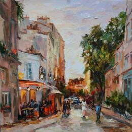 Painting Un soir à Montmartre  by Novokhatska Olga | Painting Figurative Oil Urban