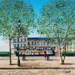 Painting Le louvre et les bouquinistes by Dessapt Elika | Painting Impressionism Acrylic, Sand