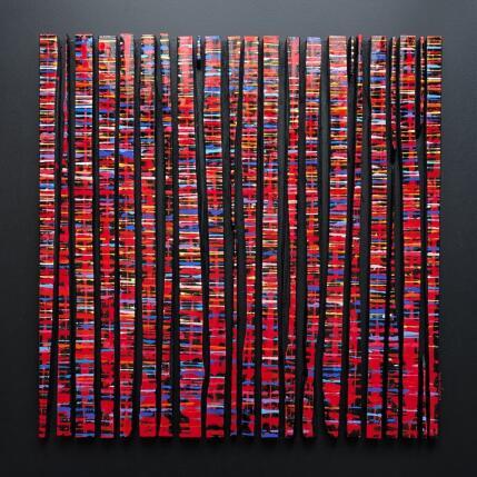 Peinture Bc 23 fine ligne rouge par Langeron Luc | Tableau Matiérisme Acrylique, Bois, Résine