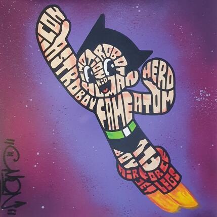 Gemälde Astroboy purple galaxy von Cmon | Gemälde Pop-Art Pop-Ikonen