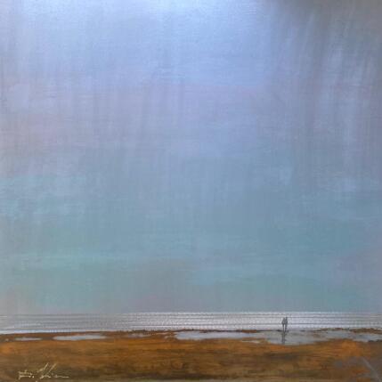 Peinture Couple plage du Lido  par Mahieu Bertrand | Tableau Figuratif Métal Paysages