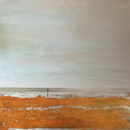 Peinture Couple face à la mer par Mahieu Bertrand | Tableau Figuratif Métal Paysages