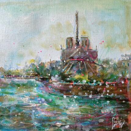 Peinture Notre Dame morning  par Solveiga | Tableau  Acrylique