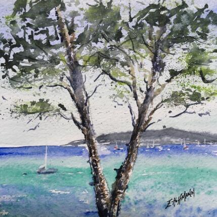 Peinture Vue reposante  par Hoffmann Elisabeth | Tableau Figuratif Aquarelle Marine, Paysages