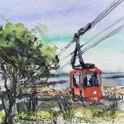Peinture Le téléphérique de Toulon par Hoffmann Elisabeth | Tableau Figuratif Aquarelle Paysages, Urbain