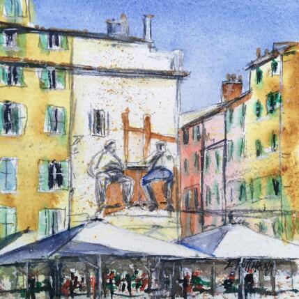 Peinture Toulon Hommage à Raimu  par Hoffmann Elisabeth | Tableau Figuratif Aquarelle Urbain