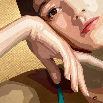 Peinture Une fille en or par Colin Véronique | Tableau Figuratif Acrylique Mode, Portraits