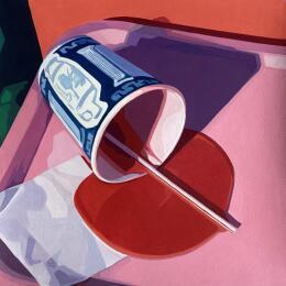 Gemälde Fin du voyage von Colin Véronique | Gemälde Figurativ Acryl Alltagsszenen, Minimalistisch, Stillleben