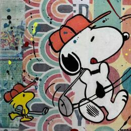 Painting golfer ensemble by Marie G.  | Painting Pop-art Acrylic, Gluing, Wood Pop icons