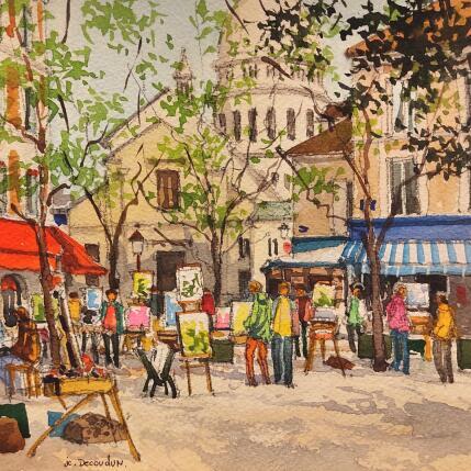 Peinture Montmartre par Decoudun Jean charles | Tableau Figuratif Aquarelle Urbain