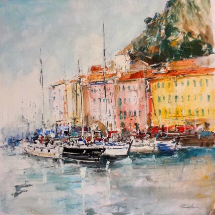 Peinture AU BOUT DU PORT par Poumelin Richard | Tableau Figuratif Huile Marine