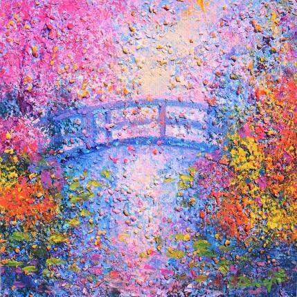 Peinture Le pont japonais par Dessapt Elika | Tableau Impressionnisme Acrylique, Sable