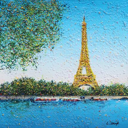 Peinture Sous le ciel de Paris  par Dessapt Elika | Tableau Impressionnisme Acrylique, Sable