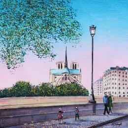 Painting Rose éternel sur Notre-Dame by Dessapt Elika | Painting Impressionism Acrylic, Sand