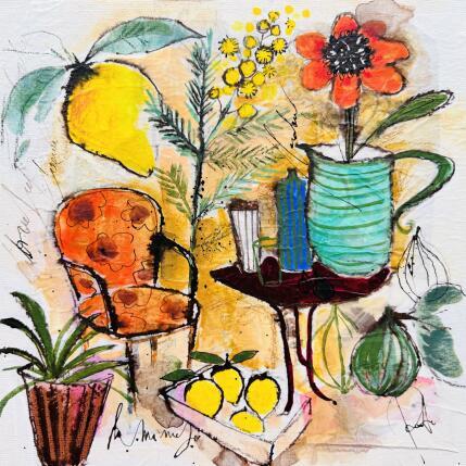 Pintura Saveur jardin por Colombo Cécile | Pintura Naive art Acrylic, Gluing, Ink, Pastel, Watercolor Nature, Pop icons, Still-life