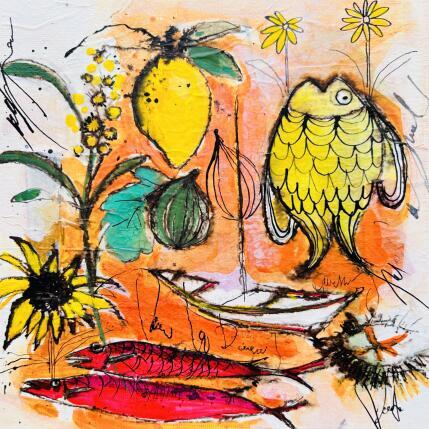 Peinture Lieu gourmand par Colombo Cécile | Tableau Art naïf Acrylique, Aquarelle, Collage, Encre, Pastel Nature, Natures mortes