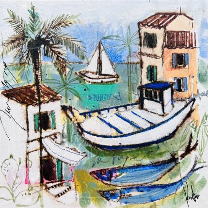 Painting A l état pur by Colombo Cécile | Painting Naive art Acrylic, Gluing, Ink, Pastel, Watercolor Landscapes, Nature, Pop icons