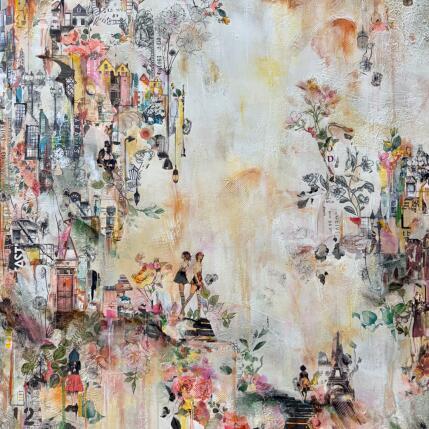 Peinture Le passage des éphémères  par Bergeron Marie-Josée | Tableau Abstrait Acrylique, Collage, Papier, Pastel, Posca