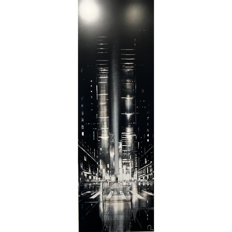 Painting City night by Rey Julien | Painting Figurative Gold leaf