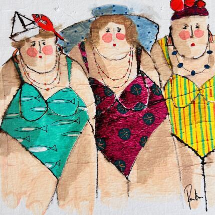 Peinture Mélanie Leila Ursula par Colombo Cécile | Tableau Art naïf Acrylique, Aquarelle, Collage, Encre, Pastel Portraits, Scènes de vie