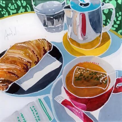 Peinture Le croissant du matin par Auriol Philippe | Tableau Figuratif Acrylique, Plexiglas, Posca Natures mortes