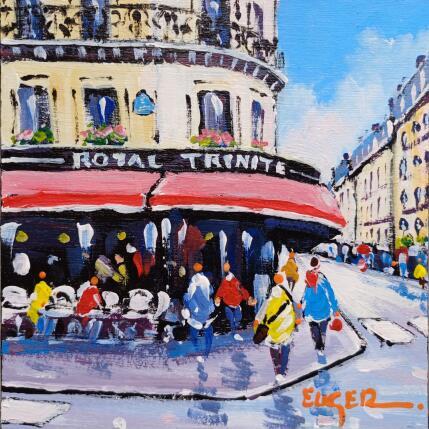 Peinture  BRASSERIE RUE SAINT LAZARE A PARIS par Euger | Tableau Figuratif Acrylique, Carton Scènes de vie, Société, Urbain