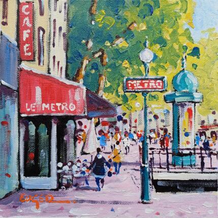 Peinture METRO BOULEVARD ST GERMAIN A PARIS par Euger | Tableau Figuratif Acrylique Scènes de vie, Société, Urbain