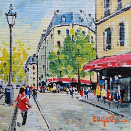 Peinture LES QUAIS RIVE GAUCHE A PARIS par Euger | Tableau Figuratif Acrylique Scènes de vie, Société, Urbain