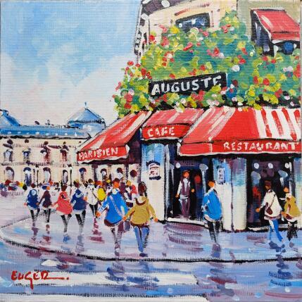 Peinture RUE DE RIVOLI, PRES DU LOUVRE par Euger | Tableau Figuratif Acrylique Scènes de vie, Société, Urbain