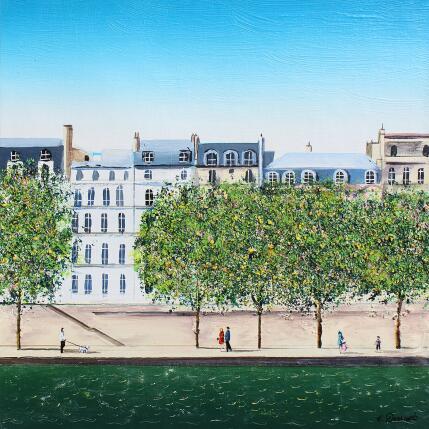 Peinture L'été sur les quais de Seine par Dessapt Elika | Tableau Impressionnisme Acrylique, Sable