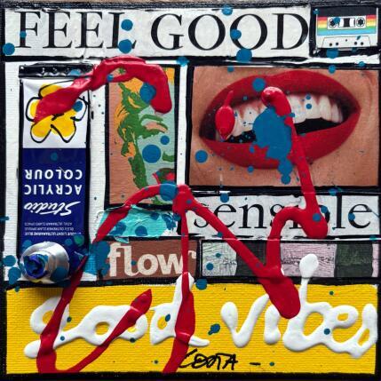Peinture Good vibes par Costa Sophie | Tableau Pop-art Acrylique, Collage, Upcycling