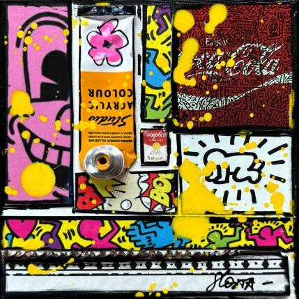 Peinture Tribute to Keith Haring par Costa Sophie | Tableau Pop-art Acrylique, Collage, Upcycling Icones Pop