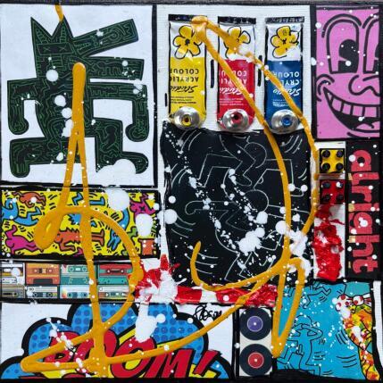 Peinture Tribute to Keith Haring par Costa Sophie | Tableau Pop-art Acrylique, Collage, Upcycling Icones Pop
