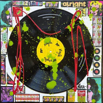 Peinture POP VINYLE (jaune) par Costa Sophie | Tableau Pop-art Acrylique, Collage, Upcycling Icones Pop