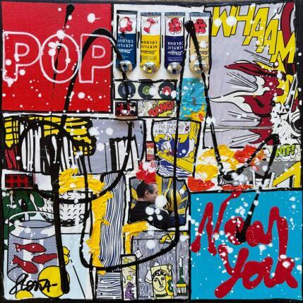 Peinture POP NY (R. Lichtenstein) par Costa Sophie | Tableau Pop-art Acrylique, Collage, Upcycling Icones Pop