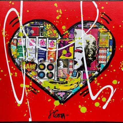 Gemälde POP HE(ART) von Costa Sophie | Gemälde Pop-Art Acryl, Collage, Upcycling Pop-Ikonen