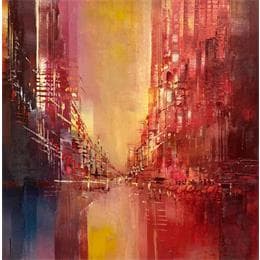 Peinture Ciel d'or par Levesque Emmanuelle | Tableau Abstrait Huile Urbain
