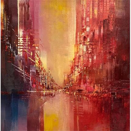 Peinture Ciel d'or par Levesque Emmanuelle | Tableau Abstrait Huile Urbain