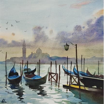 Peinture Venice - J16 par Khodakivskyi Vasily | Tableau Figuratif Aquarelle Urbain