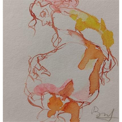 Peinture anaïs une main dans le dos par Brunel Sébastien | Tableau Figuratif Aquarelle Nu