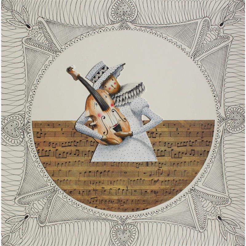 Painting Je t'écoute en liberté by Nai | Painting Surrealism Watercolor Textile