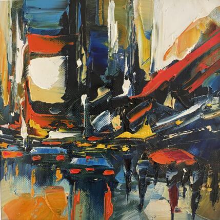 Peinture WALKING IN THE RAIN par Bond Tetiana | Tableau Figuratif Huile Urbain