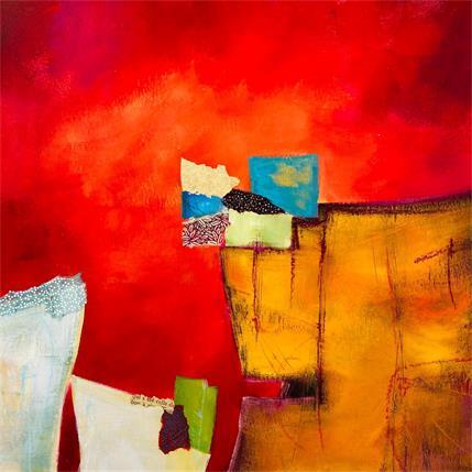 Painting paysage aux grandes falaises by Lau Blou | Painting Abstract Acrylic Landscapes