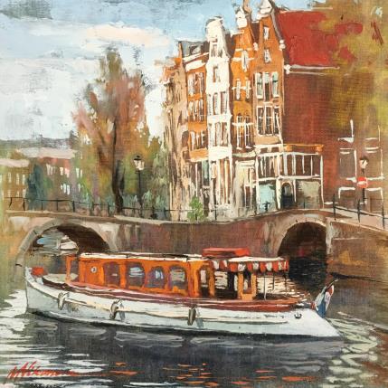 Peinture A walk along the canals of Amsterdam par Niko Marina  | Tableau Figuratif Huile Urbain