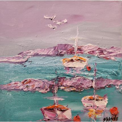 Peinture Rochers violet par Shahine | Tableau Figuratif Huile Paysages